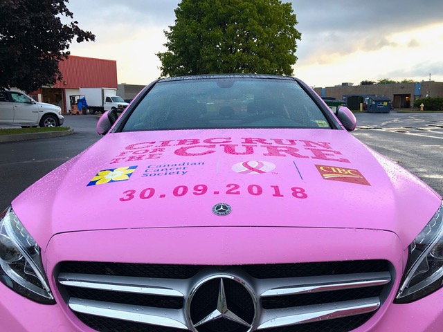 run for the cure mercedez pink wrap