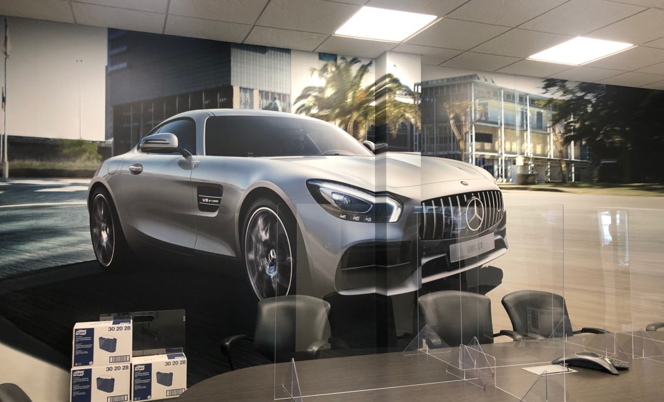 C3C0B65F-392B-4581-8295-0A854F3F0F01 Wall Graphics of Mercedes Benz cars in Ottawa Mercedes benz showroom